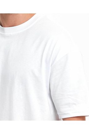 تی شرت سفید زنانه اورسایز یقه گرد پنبه (نخی) تکی پوشاک ورزشی کد 831525005