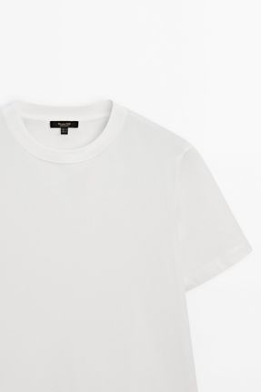 تی شرت سفید زنانه ریلکس یقه گرد پنبه (نخی) کد 830944499