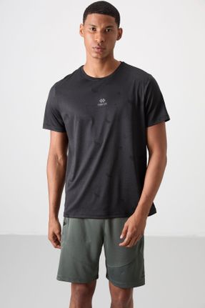 تی شرت مشکی مردانه رگولار یقه گرد پلی استر تکی جوان کد 831002008
