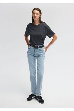 شلوار جین آبی زنانه پاچه تنگ فاق بلند پنبه (نخی) کد 802500875