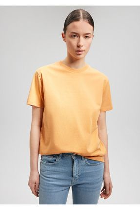 تی شرت نارنجی زنانه رگولار یقه گرد پنبه (نخی) تکی بیسیک کد 816102553