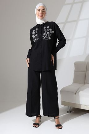ست بالاتنه و پائین تنه مشکی زنانه بافتنی Mihran Butik - کد 831201520