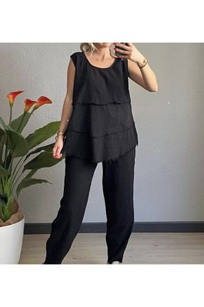 ست بالاتنه و پائین تنه مشکی زنانه بافتنی PHUTİ COLLECTION - کد 831076727