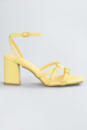 کفش پاشنه بلند کلاسیک زرد زنانه چرم مصنوعی پاشنه ضخیم پاشنه متوسط ( 5 - 9 cm ) کد 831250596