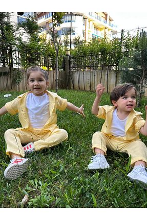 ست بالاتنه و پائین تنه زرد بچه گانه بافتنی Arel Kids - کد 831174755