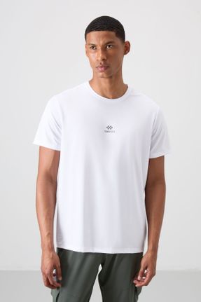 تی شرت سفید مردانه رگولار یقه گرد پلی استر تکی جوان کد 826189266
