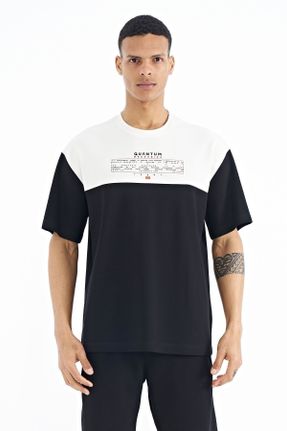 تی شرت مشکی مردانه اورسایز یقه گرد پنبه - پلی استر تکی جوان کد 669161616