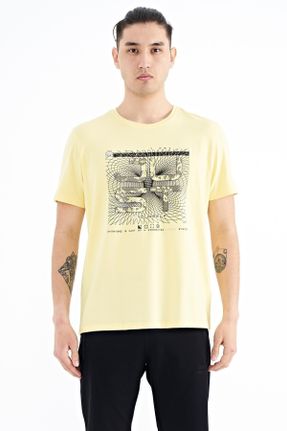 تی شرت زرد مردانه رگولار یقه گرد تکی جوان کد 683152203