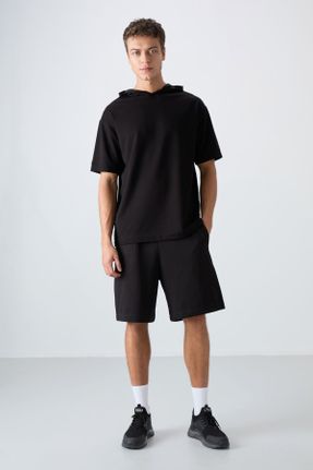 تی شرت مشکی مردانه رگولار یقه گرد پنبه - پلی استر تکی جوان کد 811893086