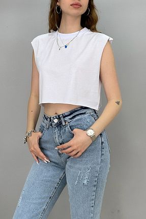 تیشرت سفید زنانه کراپ Tam Moda - کد 739345958