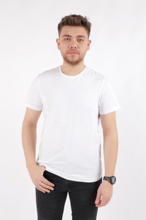 تی شرت سفید مردانه اسلیم فیت یقه گرد کد 825702739