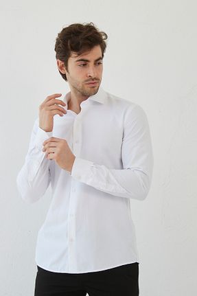 پیراهن سفید مردانه اسلیم فیت RAVANELLI - کد 372507639