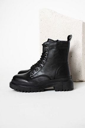 بوت مشکی زنانه چرم مصنوعی پاشنه ساده پاشنه کوتاه ( 4 - 1 cm ) Gore-Tex کد 344985970