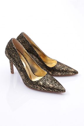 کفش پاشنه بلند کلاسیک طلائی زنانه پاشنه نازک پاشنه متوسط ( 5 - 9 cm ) کد 829725900