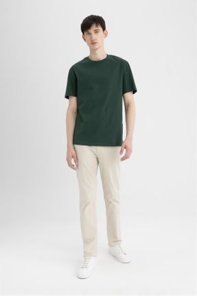 تی شرت سبز مردانه یقه گرد رگولار تکی بیسیک کد 824954115