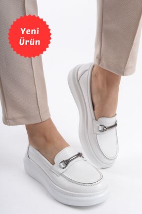 کفش کژوال سفید زنانه چرم طبیعی پاشنه کوتاه ( 4 - 1 cm ) پاشنه ساده کد 827397824