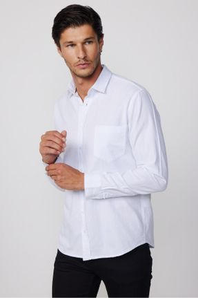 پیراهن سفید مردانه ریلکس فیت یقه پیراهنی پنبه - پلی استر کد 777679456
