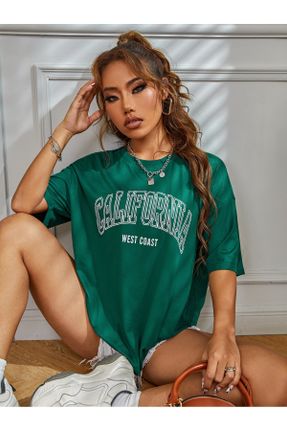تی شرت سبز زنانه اورسایز بافتنی تکی کد 831361720