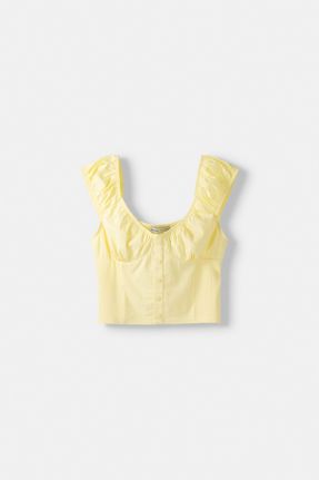 تی شرت زرد زنانه پنبه (نخی) کد 831407952