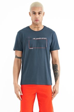 تی شرت نارنجی مردانه رگولار یقه گرد پنبه - پلی استر تکی جوان کد 683153489