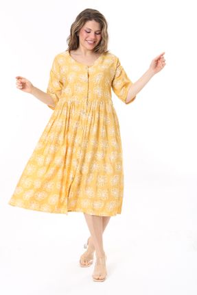 لباس زرد زنانه سایز بزرگ بافتنی کد 831442296