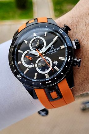 ساعت مچی نارنجی مردانه 45 میلی متر Daniel Klein - کد 818545000