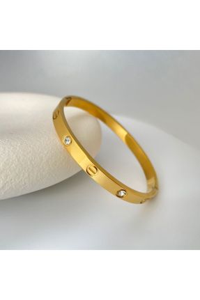 دستبند استیل طلائی زنانه فولاد ( استیل ) کد 819445960