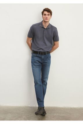 شلوار جین آبی مردانه پاچه تنگ پنبه (نخی) کد 823585041