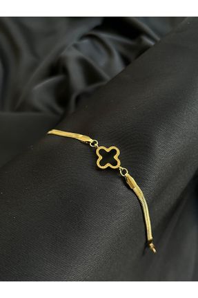 دستبند استیل طلائی زنانه فولاد ( استیل ) کد 831683484
