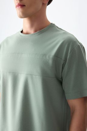 تی شرت سبز مردانه اورسایز یقه گرد پنبه - پلی استر تکی کد 812612847