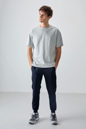 تی شرت طوسی مردانه اورسایز پنبه - پلی استر یقه گرد تکی بیسیک کد 809028912