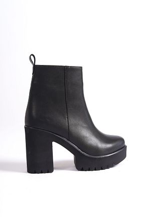 بوت / نیم بوت مشکی زنانه چرم مصنوعی Shoesers - کد 760238723