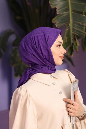 روسری بنفش پنبه ای İpekel - کد 824463200