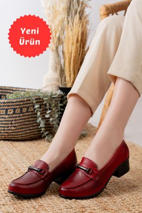 کفش کژوال قرمز زنانه چرم طبیعی پاشنه کوتاه ( 4 - 1 cm ) پاشنه ضخیم کد 816994249