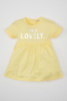 لباس زرد بچه گانه بافتنی رگولار آستین-کوتاه کد 831633947
