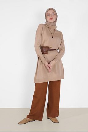 شلوار پارچه ای قهوه ای زنانه بلند Alvina - کد 804493989