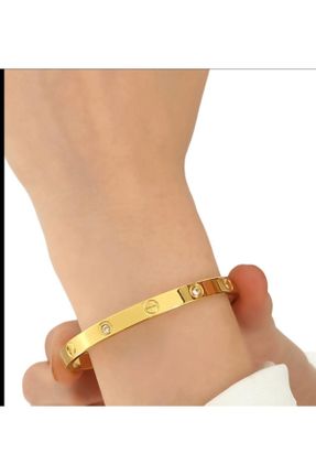 دستبند استیل طلائی زنانه فولاد ( استیل ) کد 799634372
