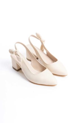 کفش پاشنه بلند کلاسیک بژ زنانه چرم مصنوعی پاشنه ضخیم پاشنه متوسط ( 5 - 9 cm ) کد 792468661