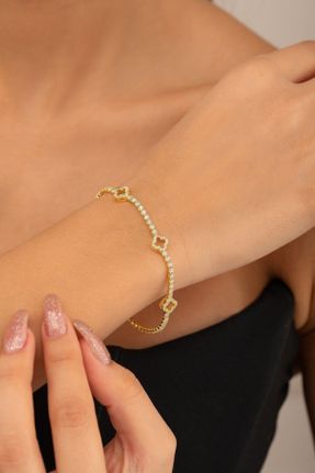 دستبند نقره طلائی زنانه کد 207362860