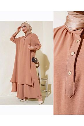 ست بالاتنه و پائین تنه حجاب بژ زنانه رگولار modasindoma - کد 821689447
