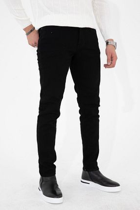 شلوار جین مشکی مردانه پاچه تنگ HLT JEANS - کد 70111439