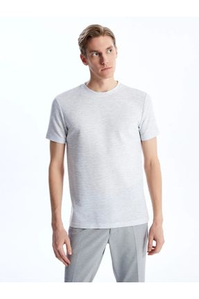 تی شرت سفید مردانه یقه گرد پنبه - پلی استر - الاستن کد 831873506