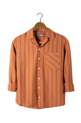 پیراهن نارنجی مردانه رگولار یقه پیراهنی کد 831949123