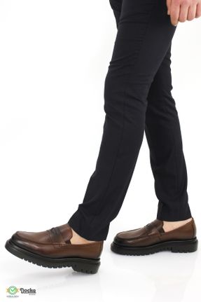 کفش لوفر قهوه ای مردانه چرم طبیعی پاشنه کوتاه ( 4 - 1 cm ) کد 831963918