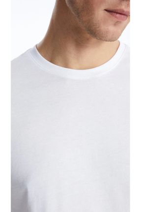 تی شرت سفید مردانه رگولار یقه گرد تکی کد 831980681