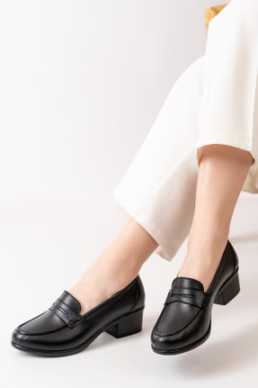 کفش کژوال مشکی زنانه چرم طبیعی پاشنه کوتاه ( 4 - 1 cm ) پاشنه ساده کد 814723557