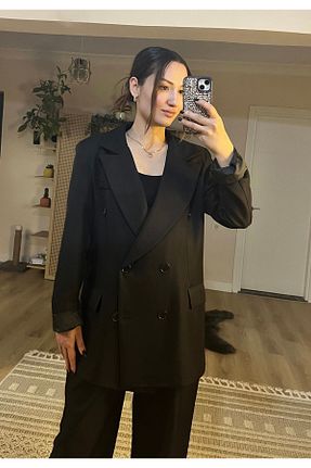 ست بالاتنه و پائین تنه مشکی زنانه بافتنی Feyza Işık - کد 801291532