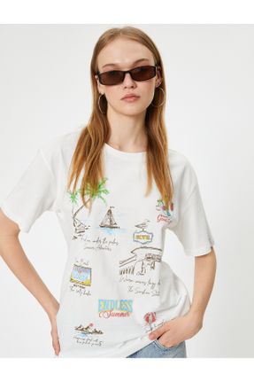 تی شرت نباتی زنانه ریلکس یقه گرد کد 830553531