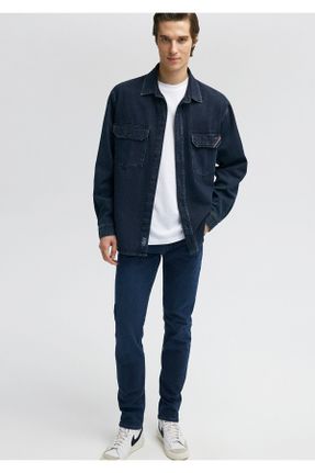 شلوار جین آبی مردانه پاچه تنگ پنبه (نخی) کد 816103221