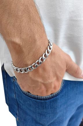 دستبند استیل طوسی مردانه فولاد ( استیل ) کد 831670295